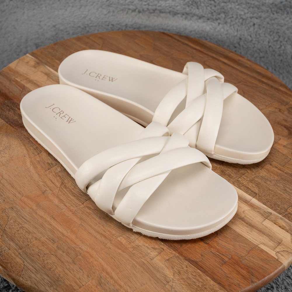 J.Crew Crisscross Slide Sandals White Women's Size 8